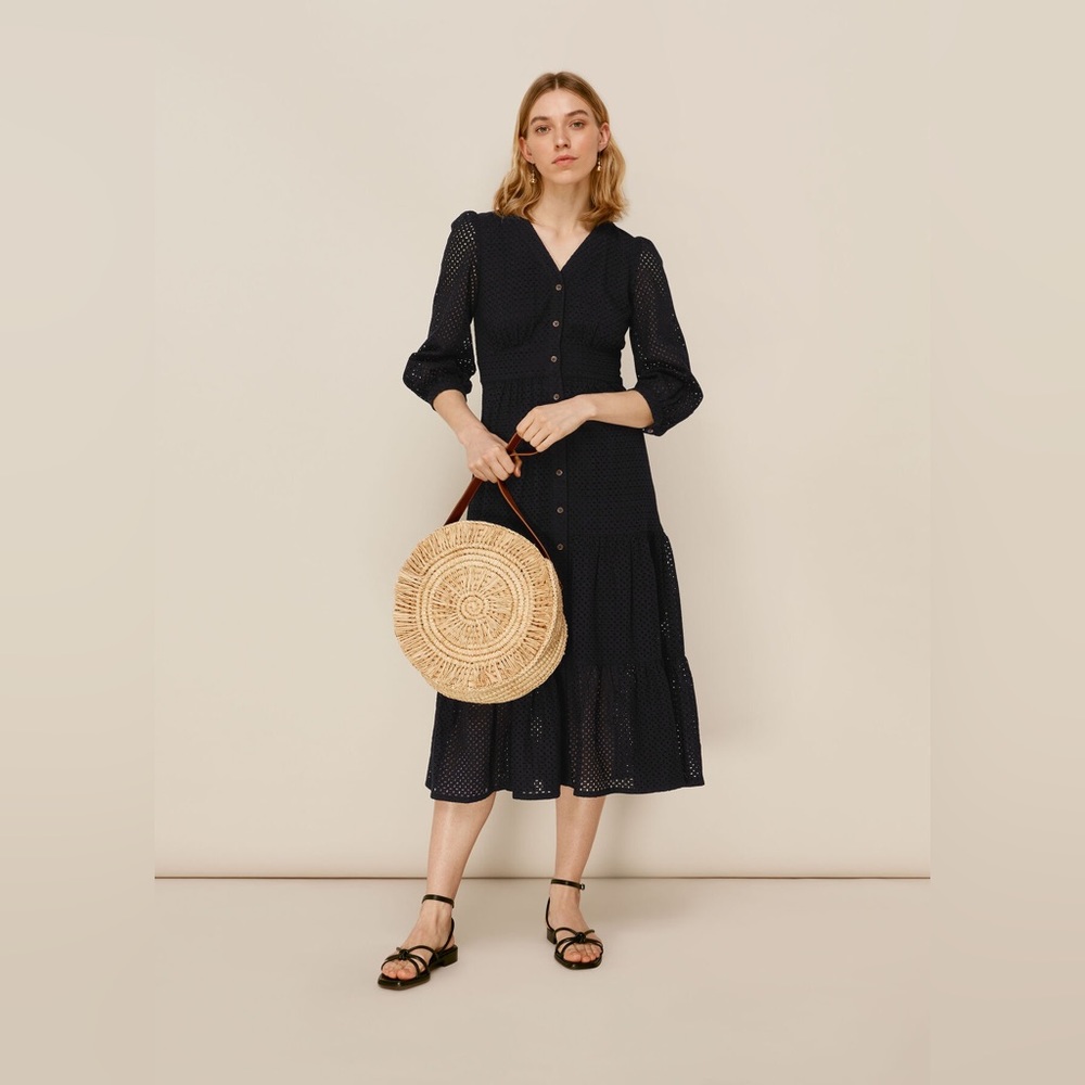 WHISTLES SARA MIDI BRODERIE DRESS